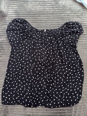 Deb Black Polka Dot Puff Sleeve Blouse